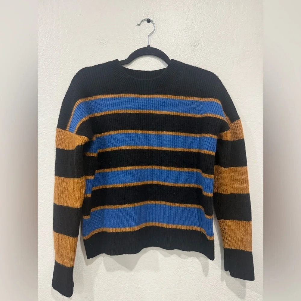 A.L.C. Roman Stripe Sweater in Cobalt Caramel Black size XS